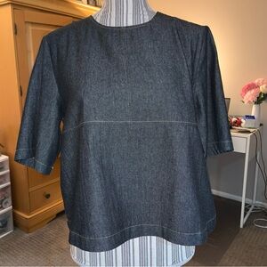 Mignon Doo black denim crop top womens sz M